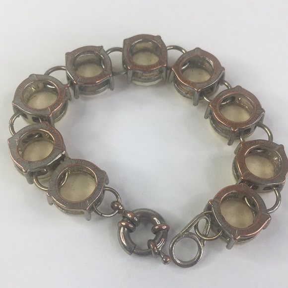 Vintage J Crew Chunky Glass Bracelet Unsinged 7.5"  Faceted cream - Picture 4 of 5
